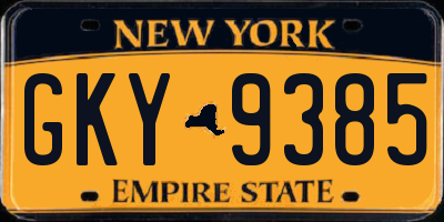 NY license plate GKY9385