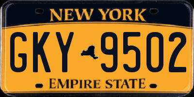 NY license plate GKY9502