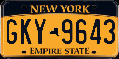 NY license plate GKY9643