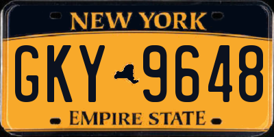 NY license plate GKY9648