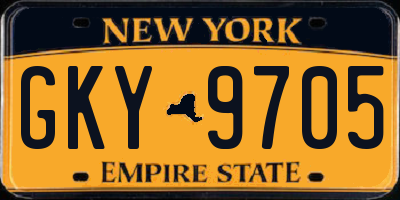 NY license plate GKY9705