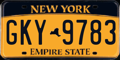 NY license plate GKY9783