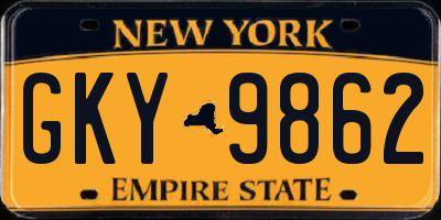 NY license plate GKY9862