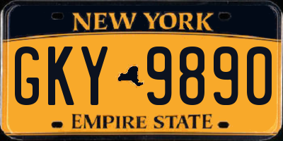 NY license plate GKY9890