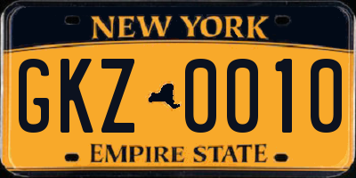 NY license plate GKZ0010