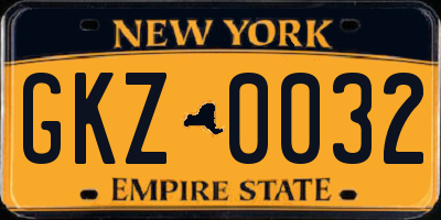 NY license plate GKZ0032