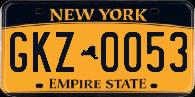 NY license plate GKZ0053