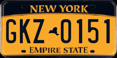 NY license plate GKZ0151