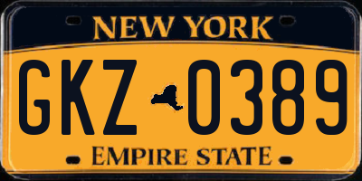 NY license plate GKZ0389