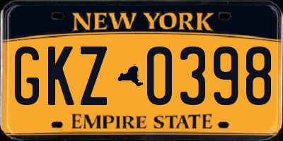NY license plate GKZ0398