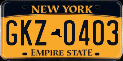 NY license plate GKZ0403