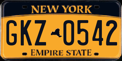 NY license plate GKZ0542