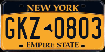 NY license plate GKZ0803