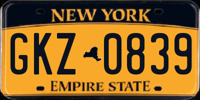 NY license plate GKZ0839