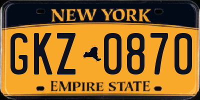 NY license plate GKZ0870
