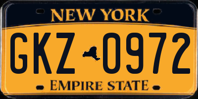 NY license plate GKZ0972