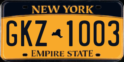 NY license plate GKZ1003