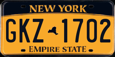 NY license plate GKZ1702