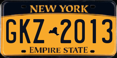 NY license plate GKZ2013
