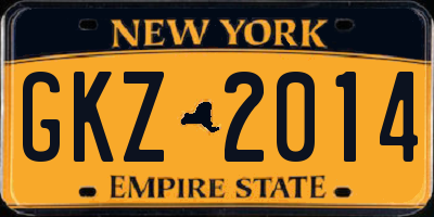 NY license plate GKZ2014