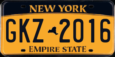 NY license plate GKZ2016