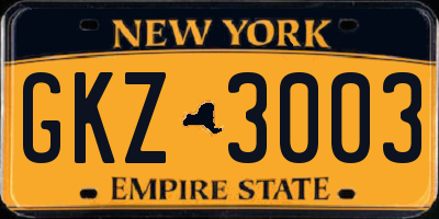NY license plate GKZ3003