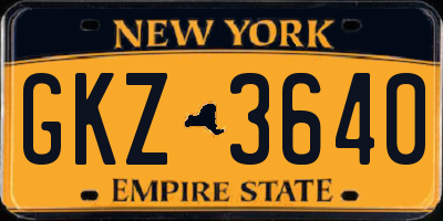NY license plate GKZ3640