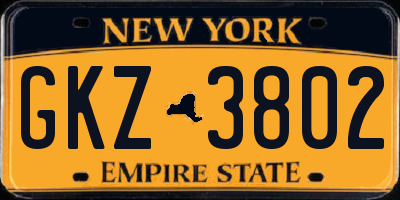 NY license plate GKZ3802