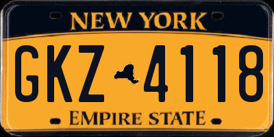 NY license plate GKZ4118
