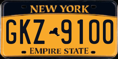 NY license plate GKZ9100