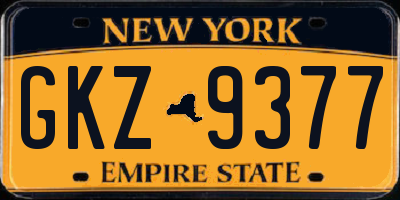 NY license plate GKZ9377