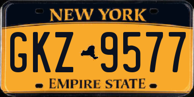 NY license plate GKZ9577