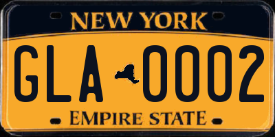 NY license plate GLA0002