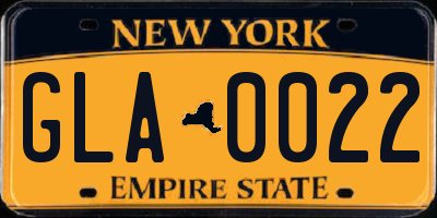 NY license plate GLA0022