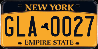 NY license plate GLA0027