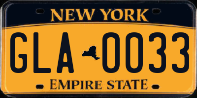 NY license plate GLA0033
