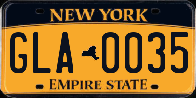 NY license plate GLA0035