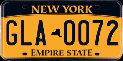 NY license plate GLA0072