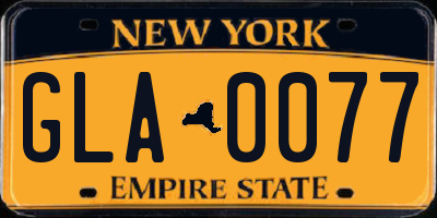 NY license plate GLA0077