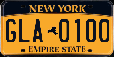 NY license plate GLA0100