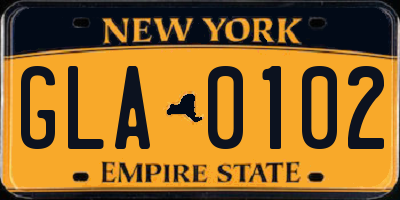 NY license plate GLA0102