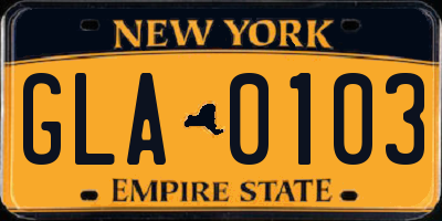 NY license plate GLA0103