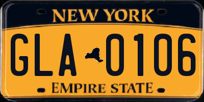 NY license plate GLA0106