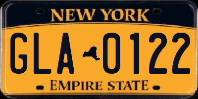 NY license plate GLA0122