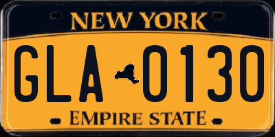 NY license plate GLA0130