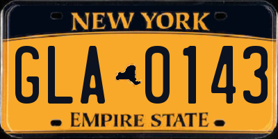 NY license plate GLA0143