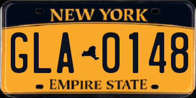 NY license plate GLA0148