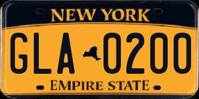 NY license plate GLA0200