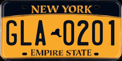 NY license plate GLA0201
