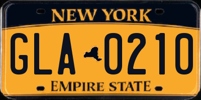NY license plate GLA0210